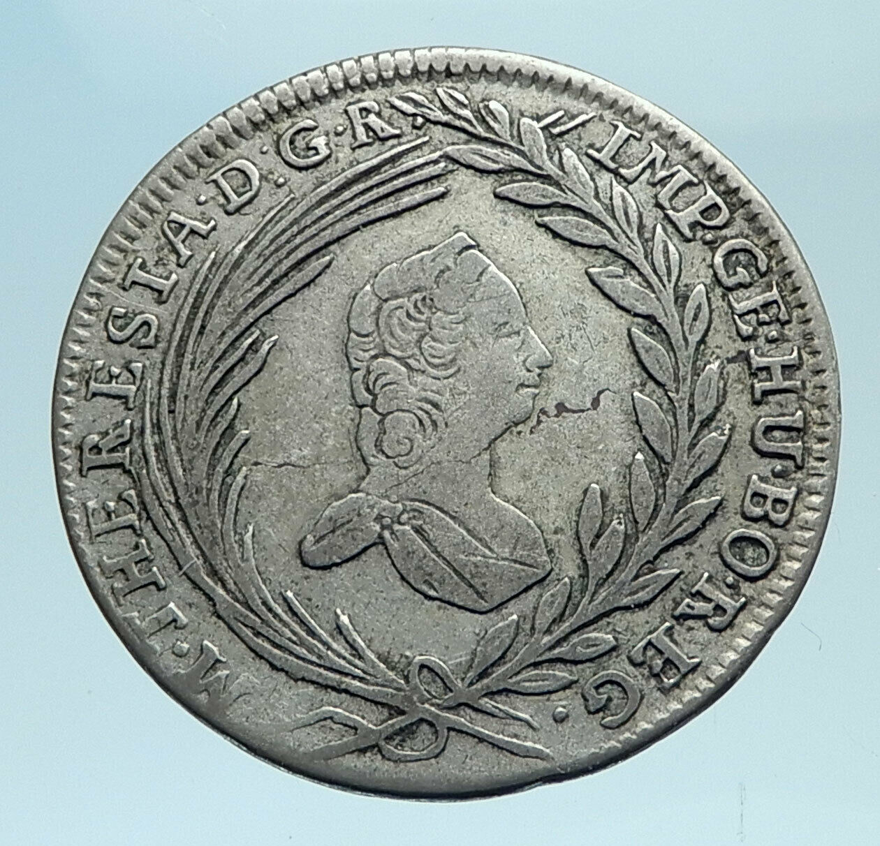 1765 AUSTRIA Queen Maria Theresa Genuine Antique 10 Kreuzer Austrian Coin i78254