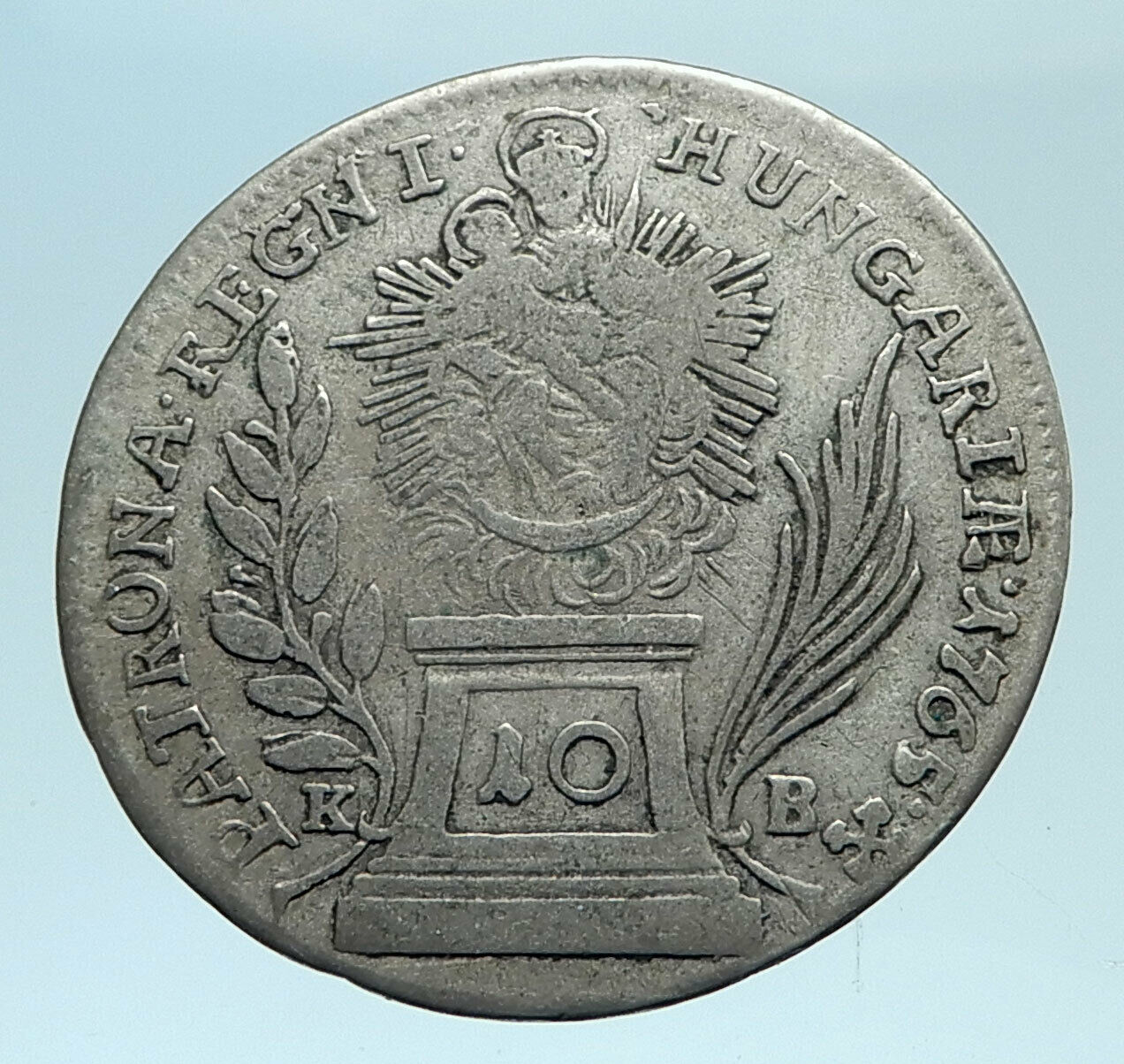 1765 AUSTRIA Queen Maria Theresa Genuine Antique 10 Kreuzer Austrian Coin i78254