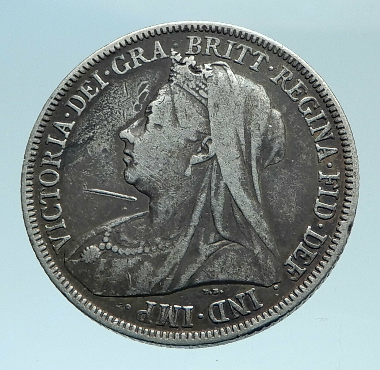 1893 UK Great Britain United Kingdom QUEEN VICTORIA Shilling Silver Coin i78317