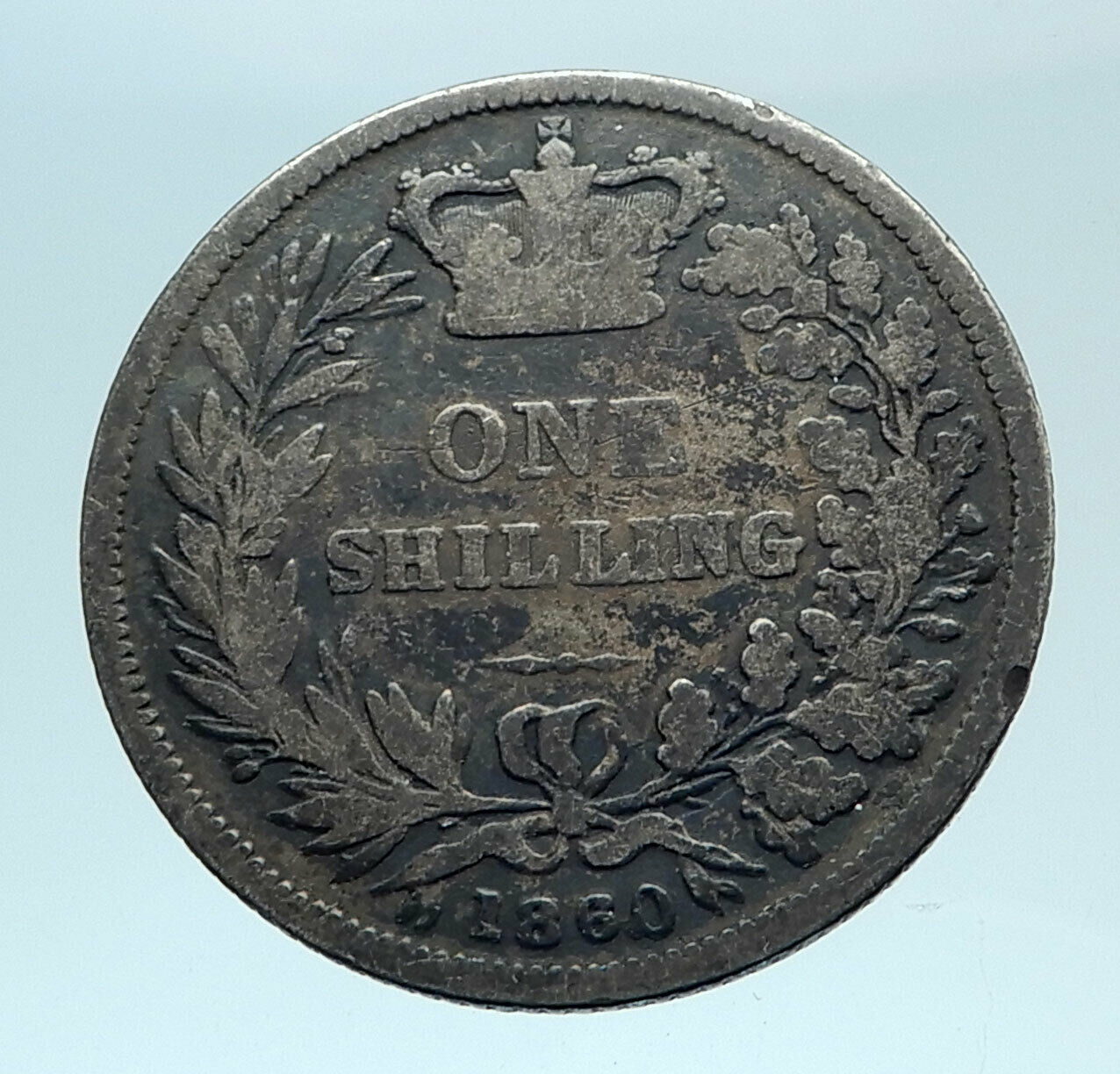 1860 UK Great Britain United Kingdom QUEEN VICTORIA Shilling Silver Coin i78302