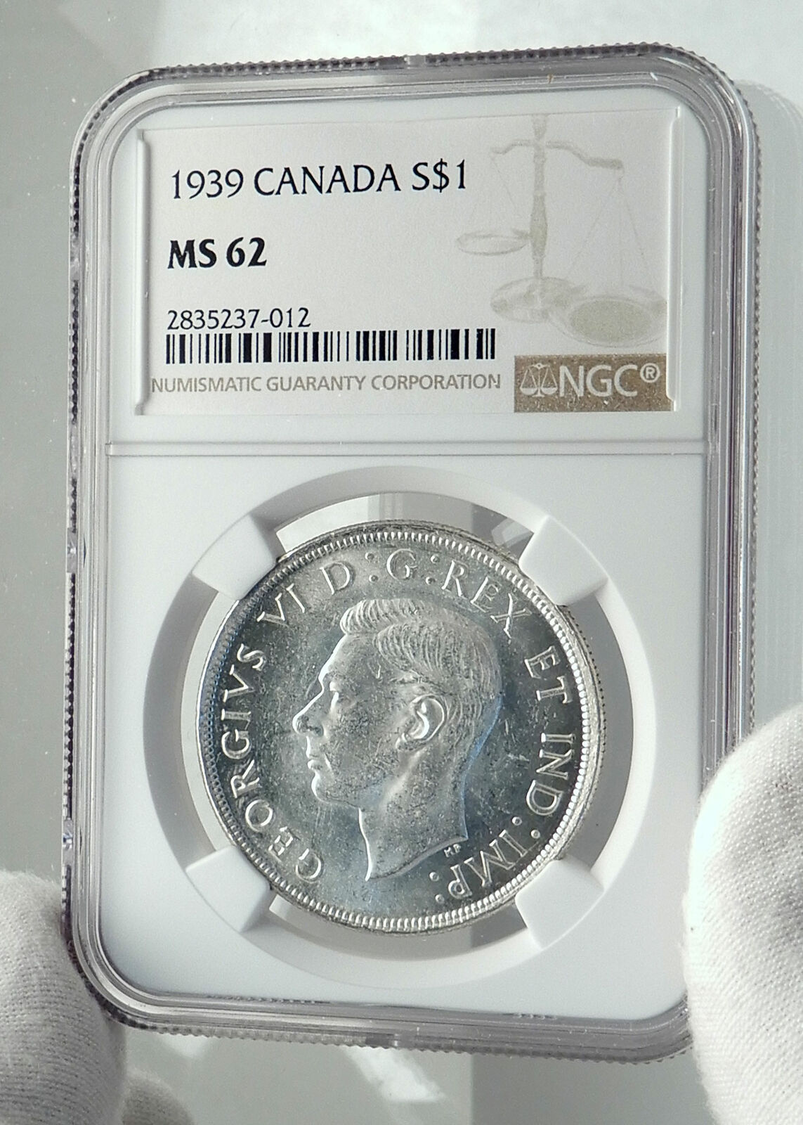 1939 CANADA Canadian Cetnre Block in Ottwa George VI Silver $1 Coin NGC i79715