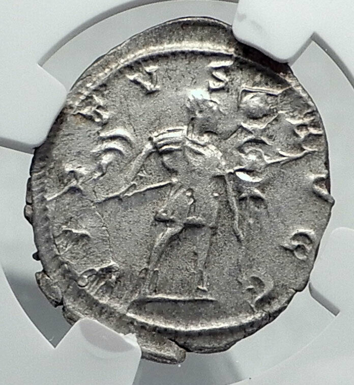 GALLIENUS Authentic Ancient Billon Silver Lyons 258AD Roman Coin NGC i81338