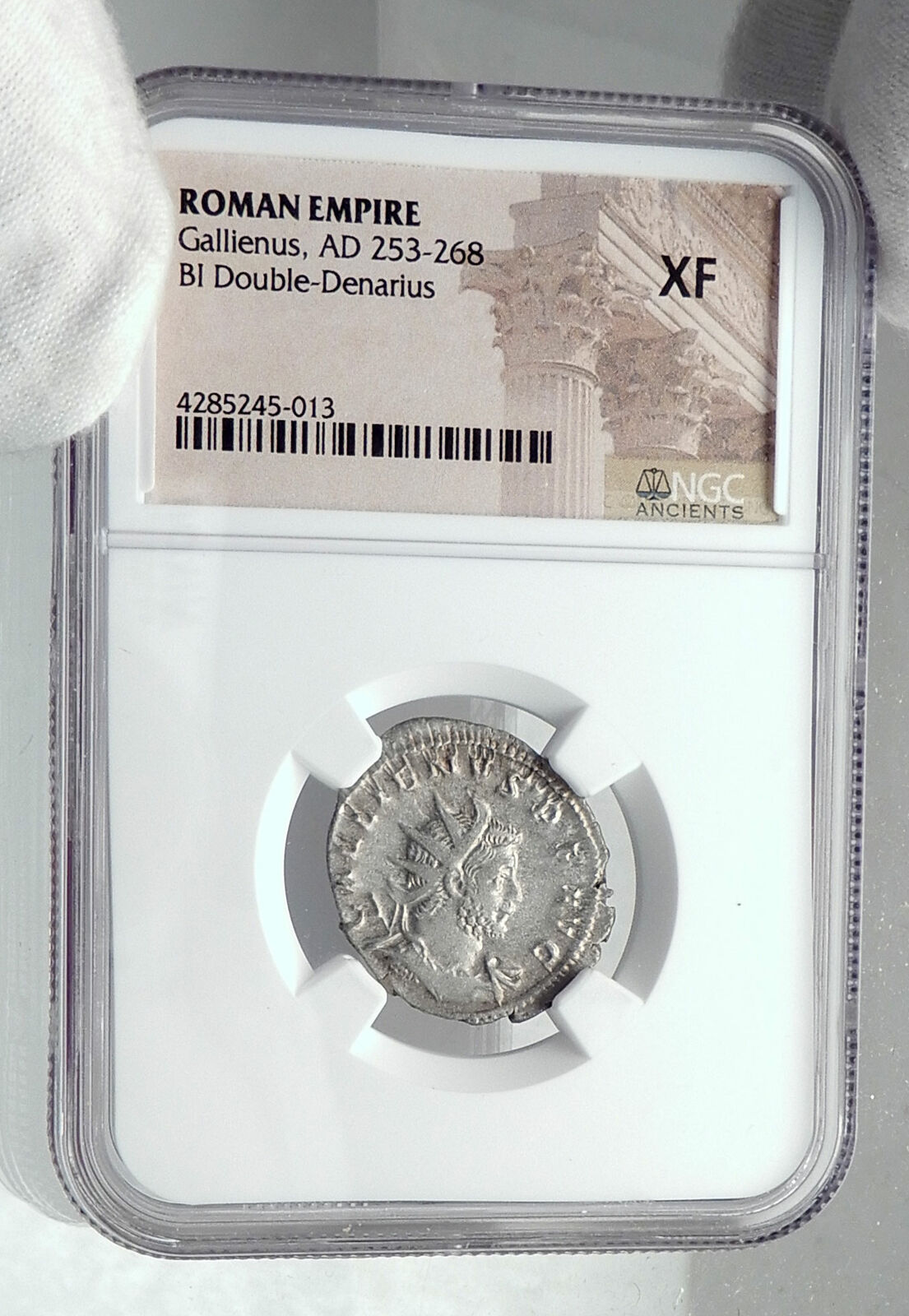 GALLIENUS Authentic Ancient Billon Silver Lyons 258AD Roman Coin NGC i81338