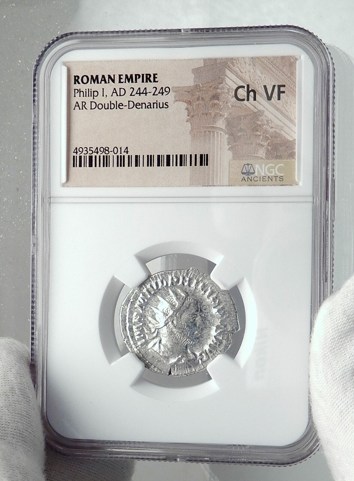 PHILIP I the ARAB Authentic Ancient 244AD Silver Roman Coin VICTORY NGC i81407