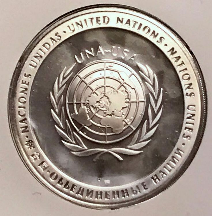 1971 UNITED NATIONS Silver Proof Medal & Stamp SET World Food Programme i65217