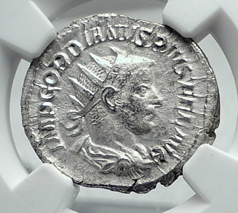 GORDIAN III Authentic Ancient 243AD Rome Silver Roman Coin SECURITAS NGC i81394