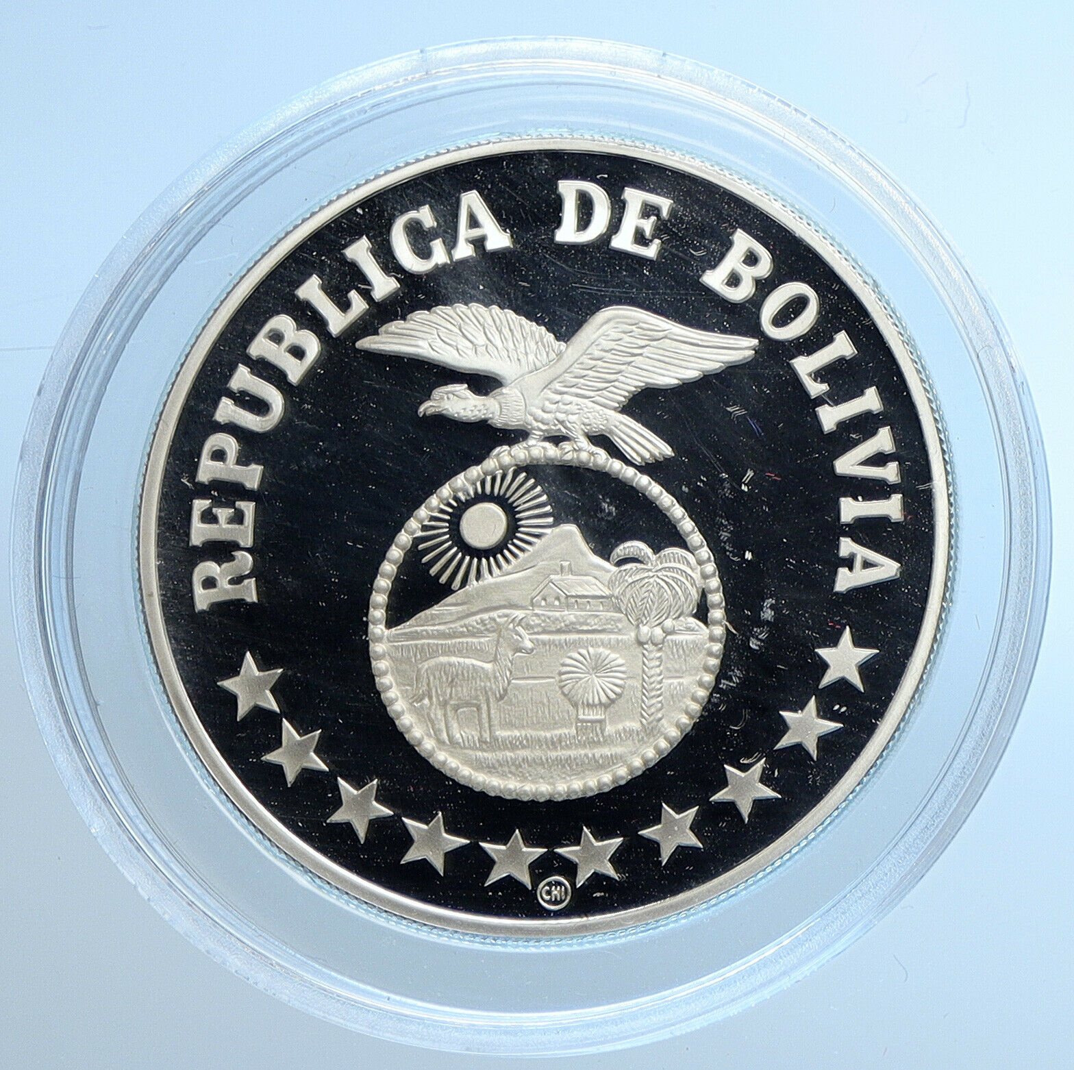 1979 BOLIVIA Genuine UN Year of the Child Proof Silver 200 Pesos Coin i109731