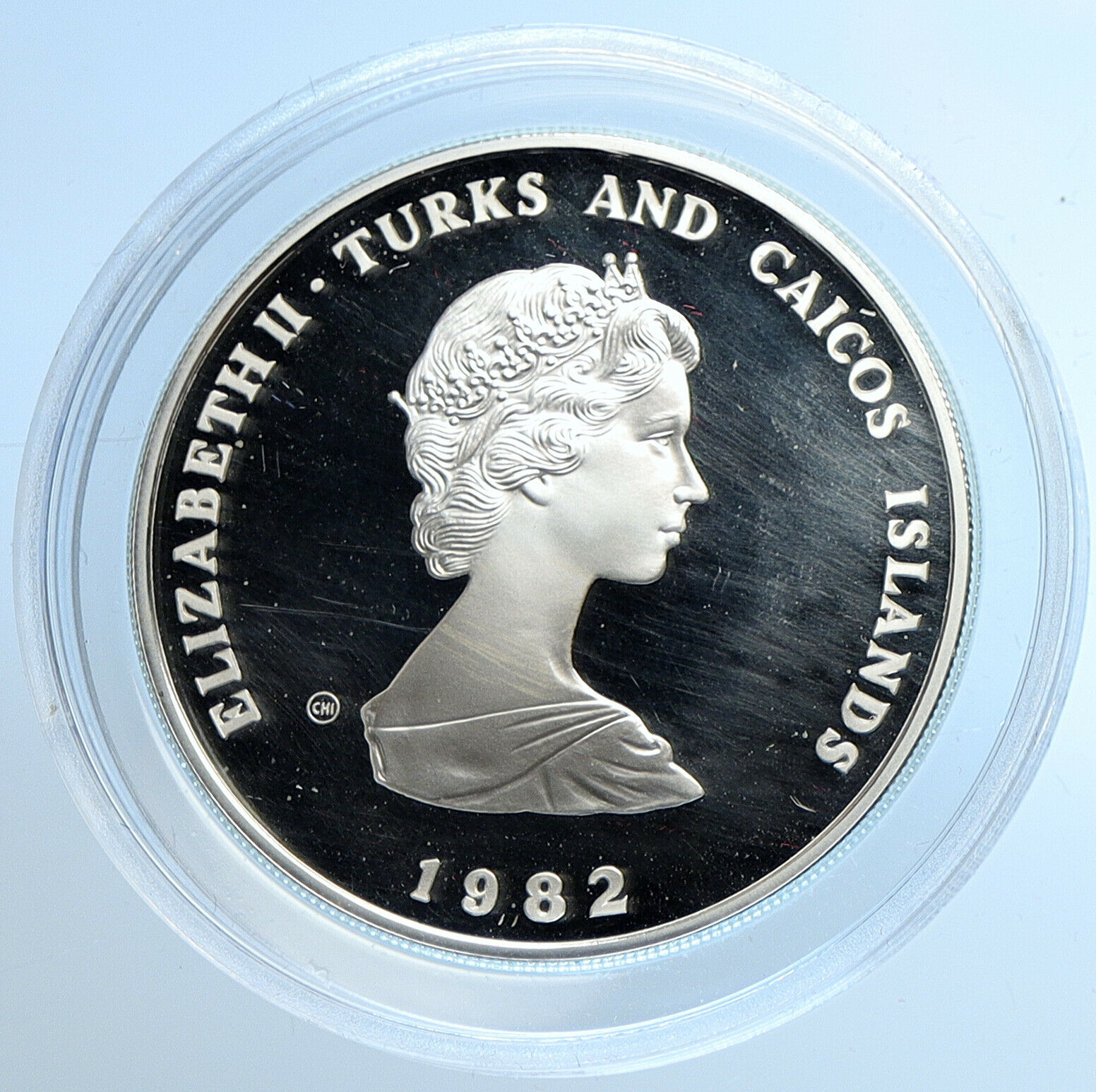 1976 TURKS AND CAICOS Year of the Child UN Proof Silver 10 Crowns Coin i109741