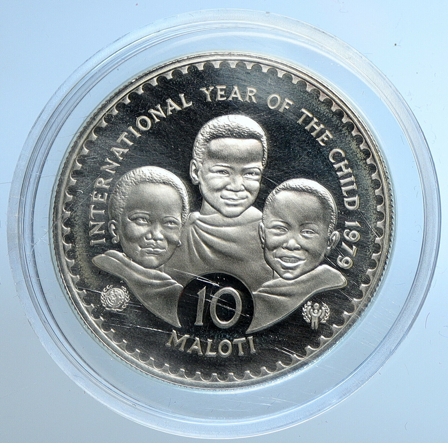 1979 LESOTHO AFRICA Year of the CHILD Old PROOF Silver 10 Maloti Coin i109742