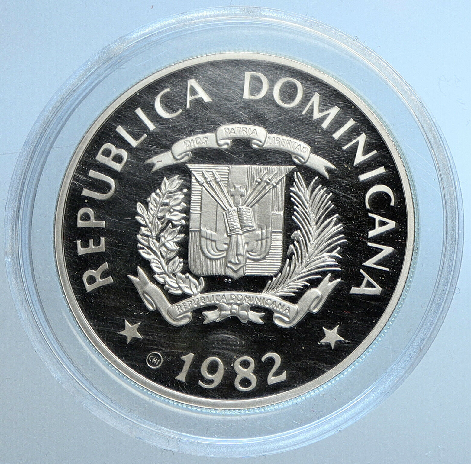 1982 DOMINICAN REPUBLIC Year of the Child OLD Proof Silver 10 Pesos Coin i109750