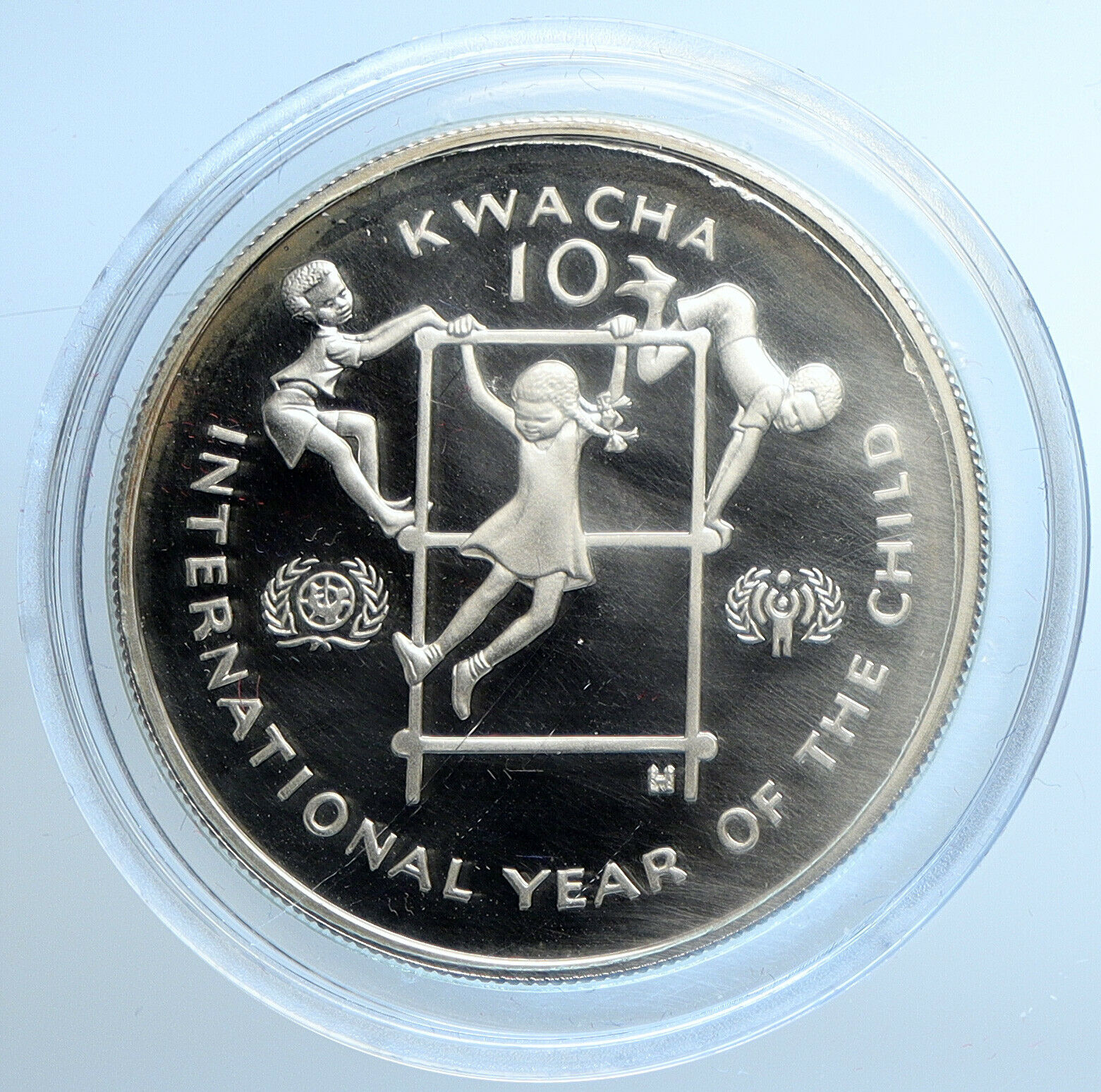 1980 ZAMBIA African Year of Children Genuine Proof Silver 10 Kwacha Coin i109752