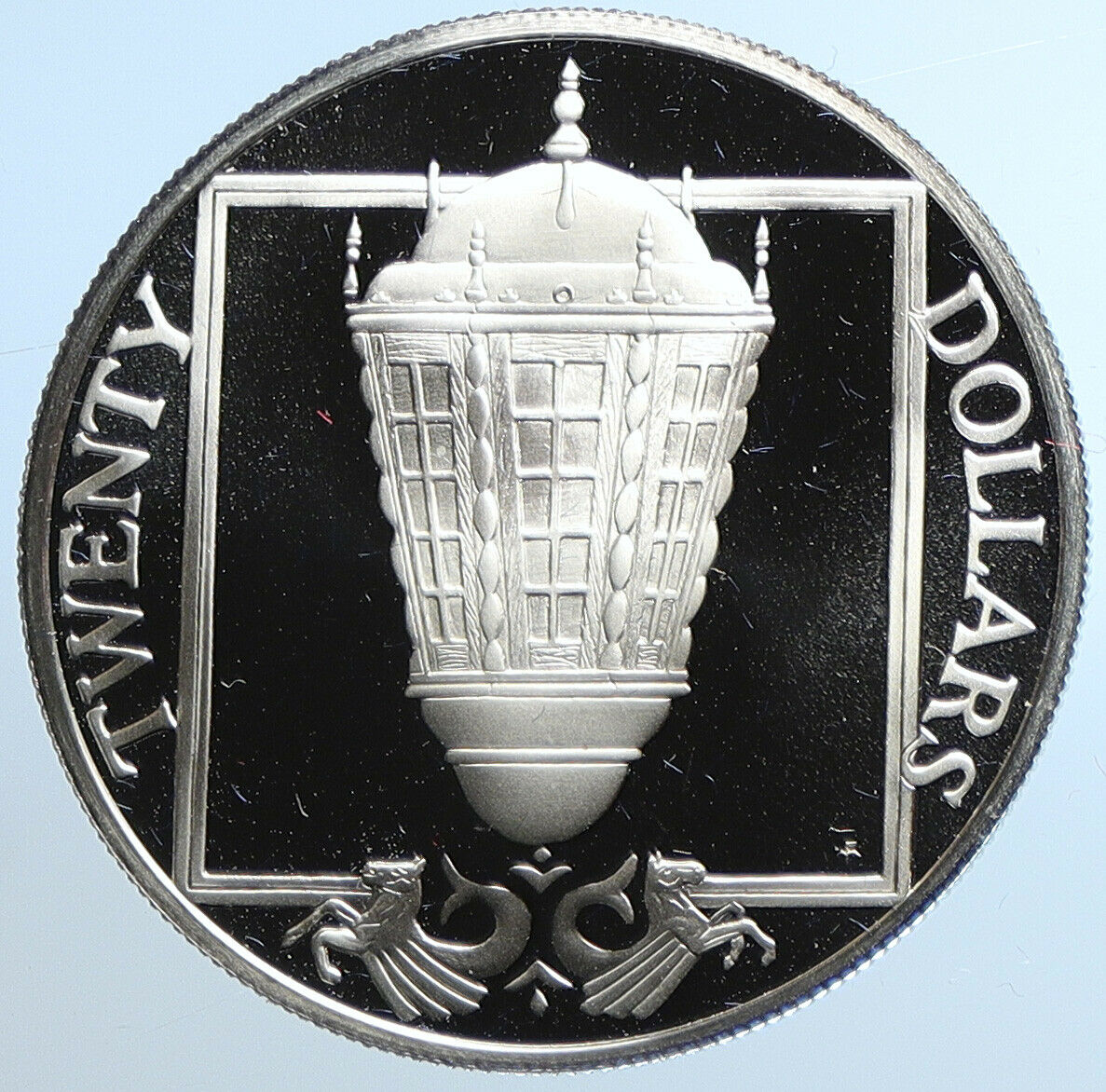 1985 British Virgin Islands TREASURES Ship Lantern Proof Silver $20 Coin i109777