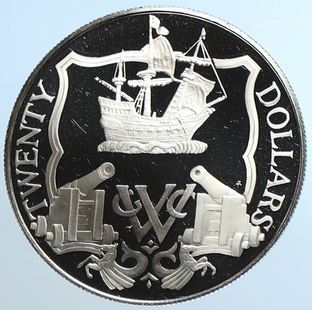 1985 British Virgin Islands Treasure SHIP DUTCH Proof Silver $20 Coin i109775