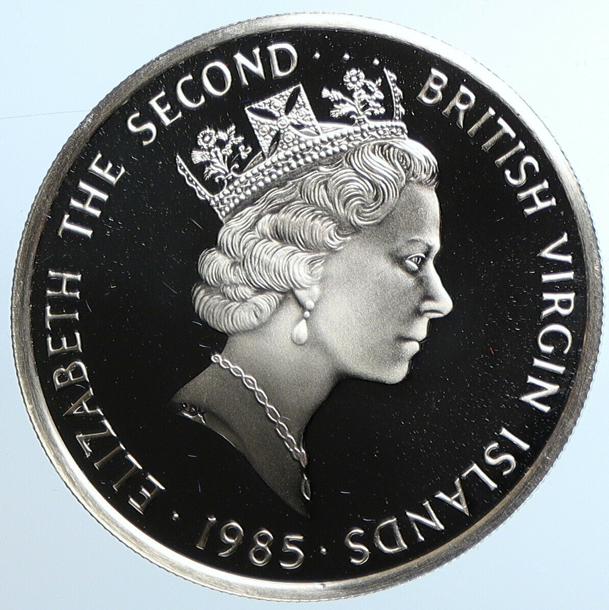 1985 British Virgin Islands with TREASURE Genuine Proof Silver $20 Coin i109773