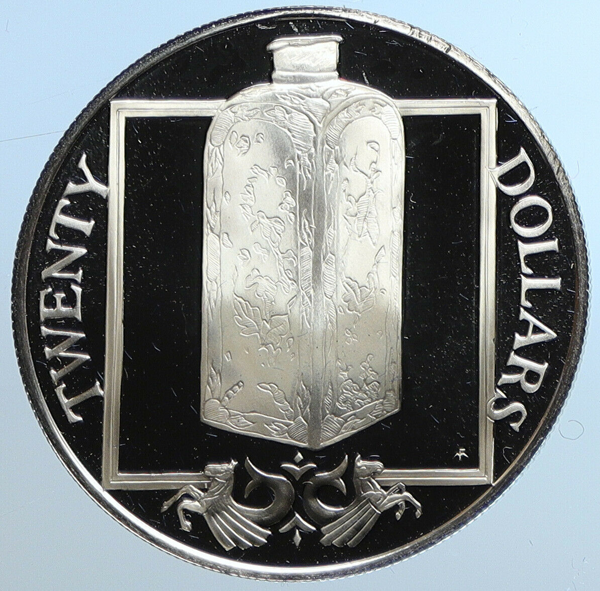 1985 British Virgin Islands Ship Treasure BOTTLE Proof Silver $20 Coin i109761