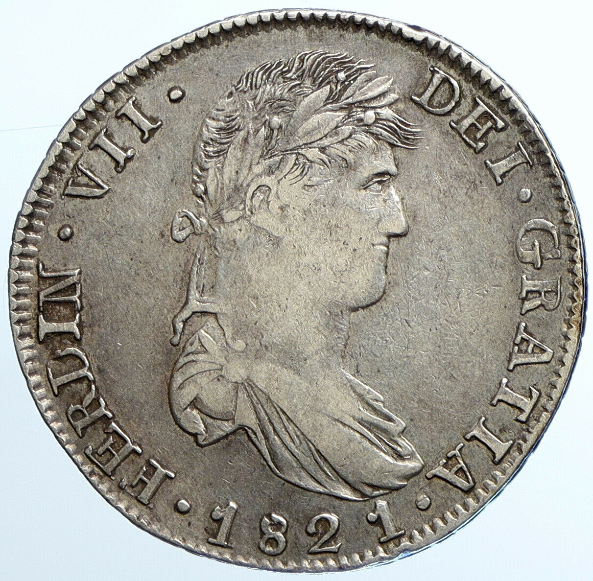1821 Zs RG MEXICO SPAIN King FERDINAND VII Antique Silver 8 Reales Coin i109785