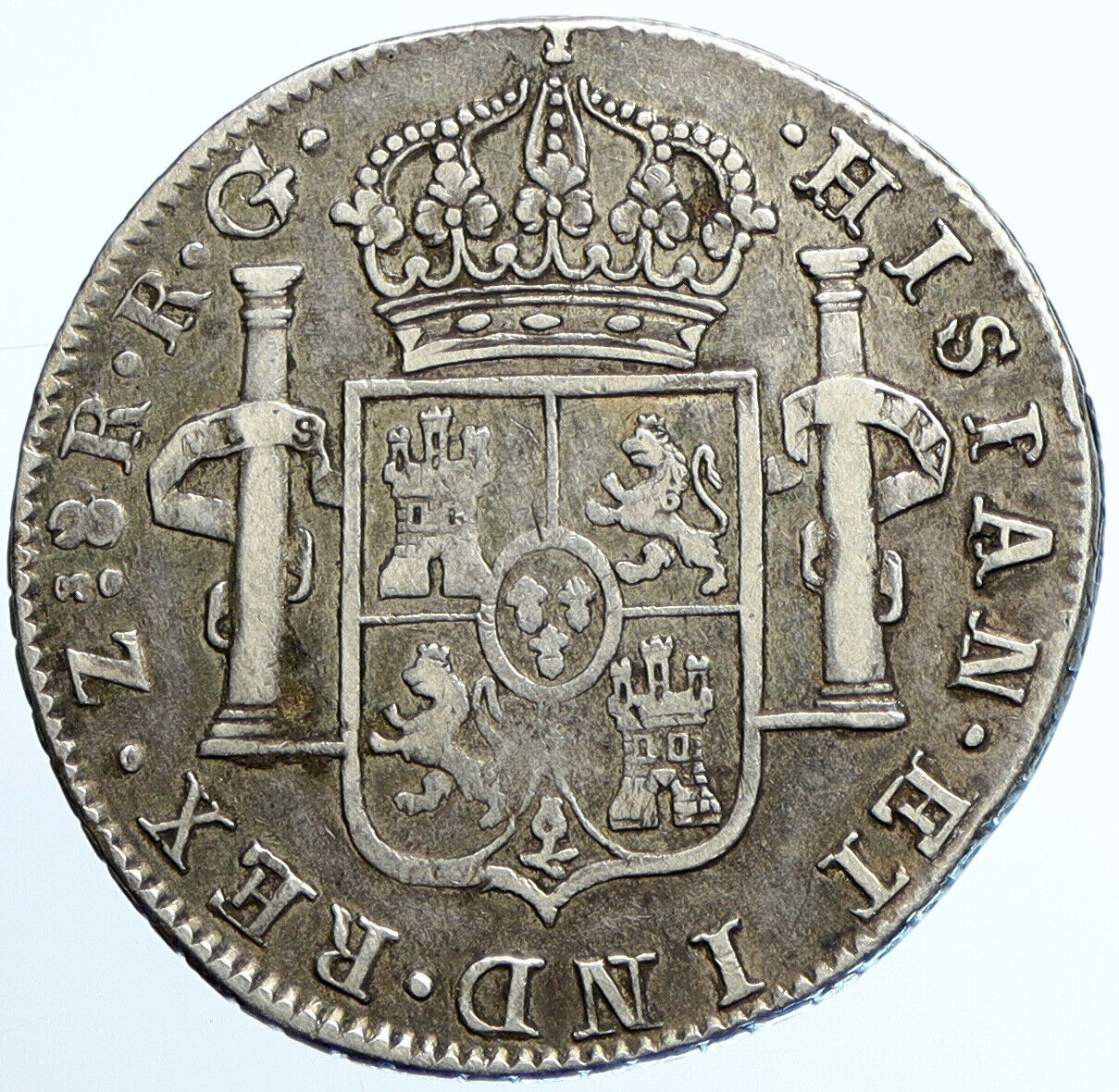 1821 Zs RG MEXICO SPAIN King FERDINAND VII Antique Silver 8 Reales Coin i109785