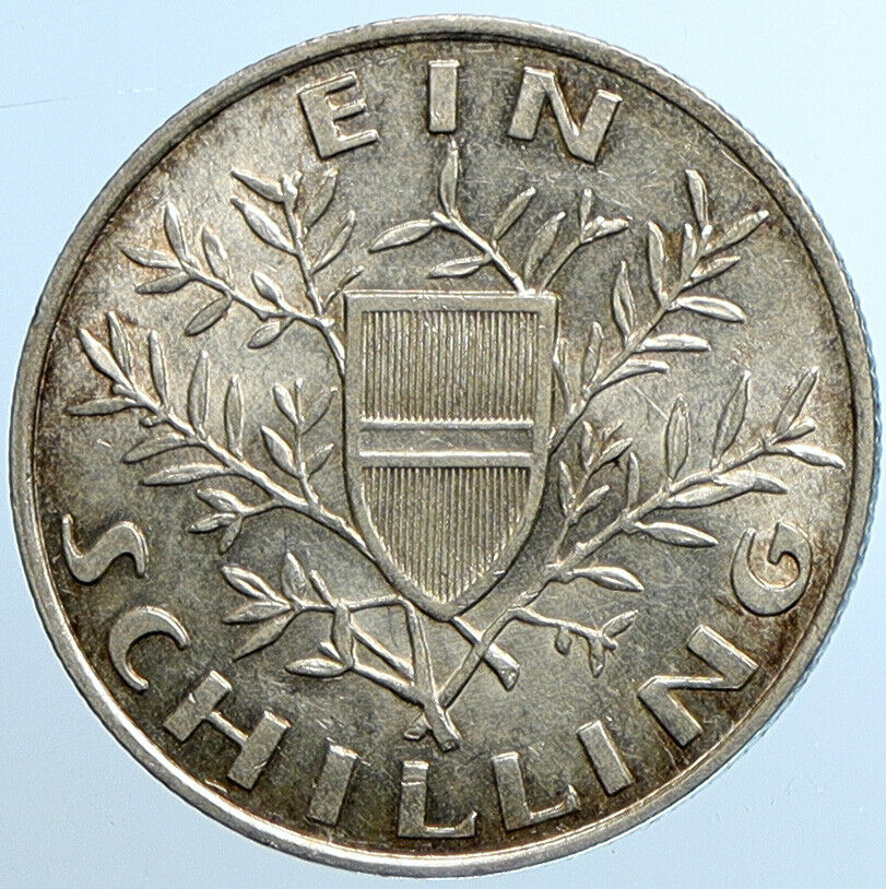 1924 AUSTRIA Parliament in Vienna Edelweiss OLD Silver Schilling Coin i109793