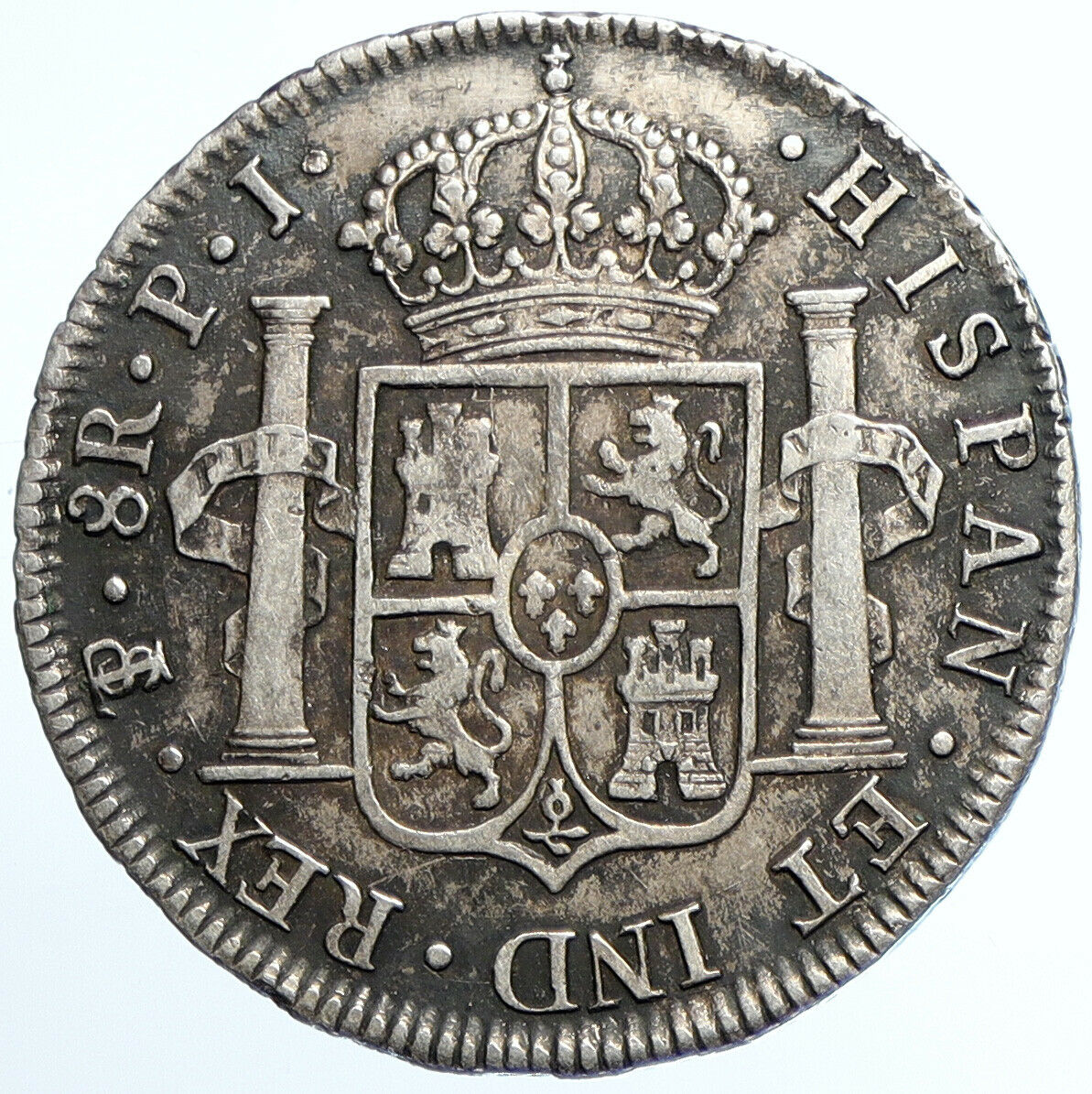 1818 PJ BOLIVIA Spain KING FERDINAND VII OLD Silver 8 Reales Silver Coin i109786