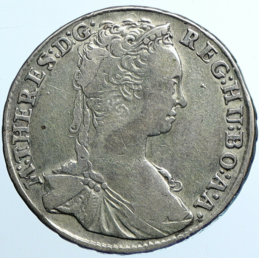 1744 KB HUNGARY Queen Maria Theresia MADONNA Old Silver 15 Krajczar Coin i109788