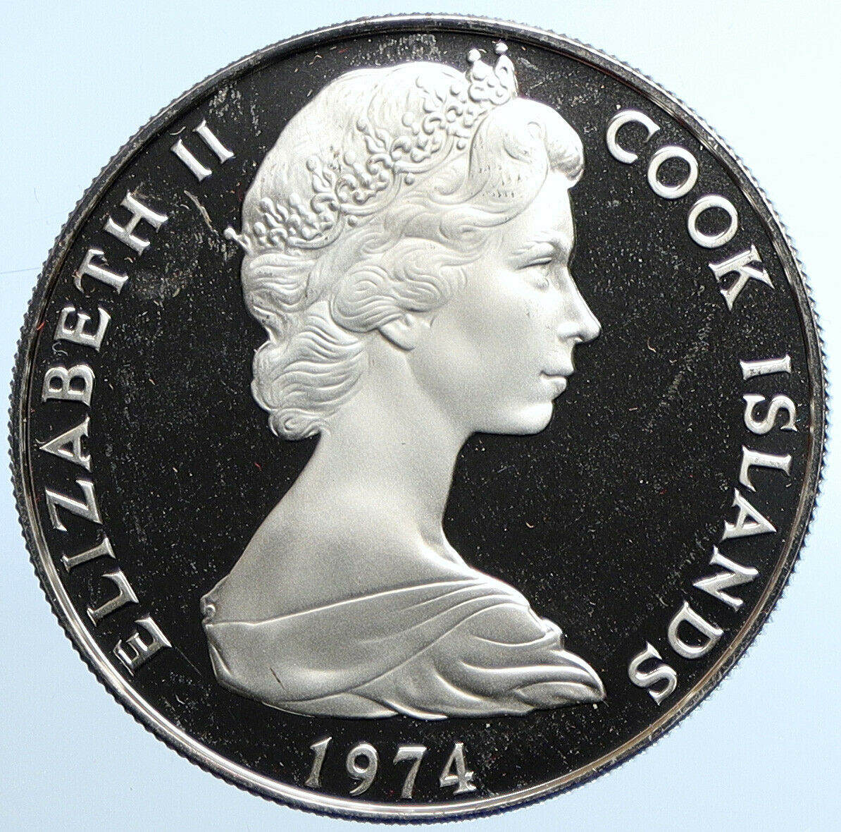 1974 COOK ISLANDS Elizabeth II James Cook PROOF Silver 2 1/2 Dollar Coin i109812