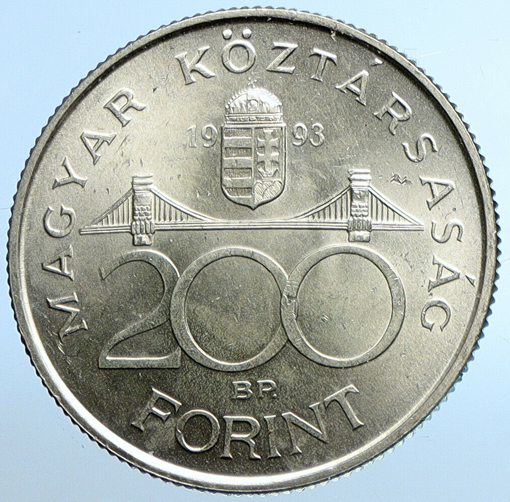 1992 HUNGARY National Bank Ersebet Bridge Proof Silver 200 Forint Coin i109855