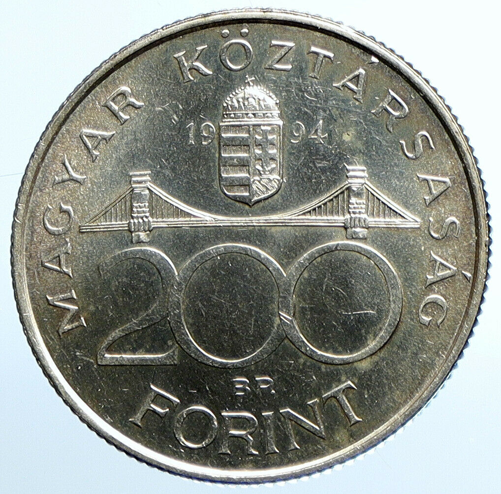 1994 HUNGARY Deak Ferenc & Erzsebet Bridge Proof Silver 200 Forint Coin i109859