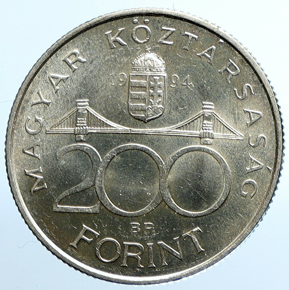 1994 HUNGARY Deak Ferenc & Erzsebet Bridge Proof Silver 200 Forint Coin i109864