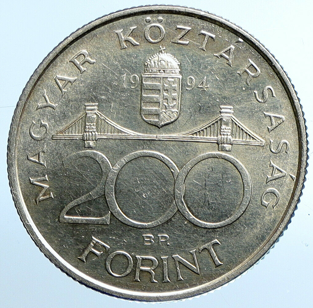 1994 HUNGARY Deak Ferenc & Erzsebet Bridge Proof Silver 200 Forint Coin i109861