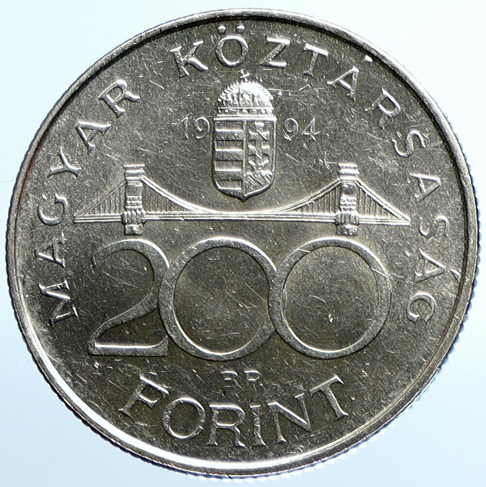 1994 HUNGARY Deak Ferenc & Erzsebet Bridge Proof Silver 200 Forint Coin i109862