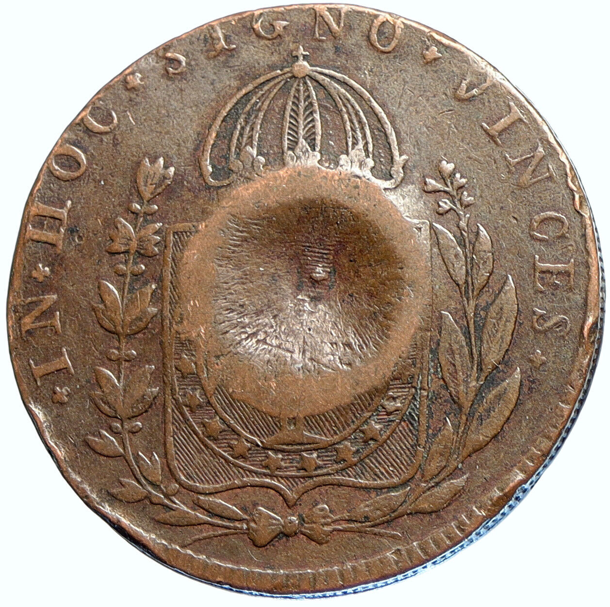 1828 R BRAZIL King Dom Pedro I Old Counter Stamped 40 over 80 Reis Coin i113270