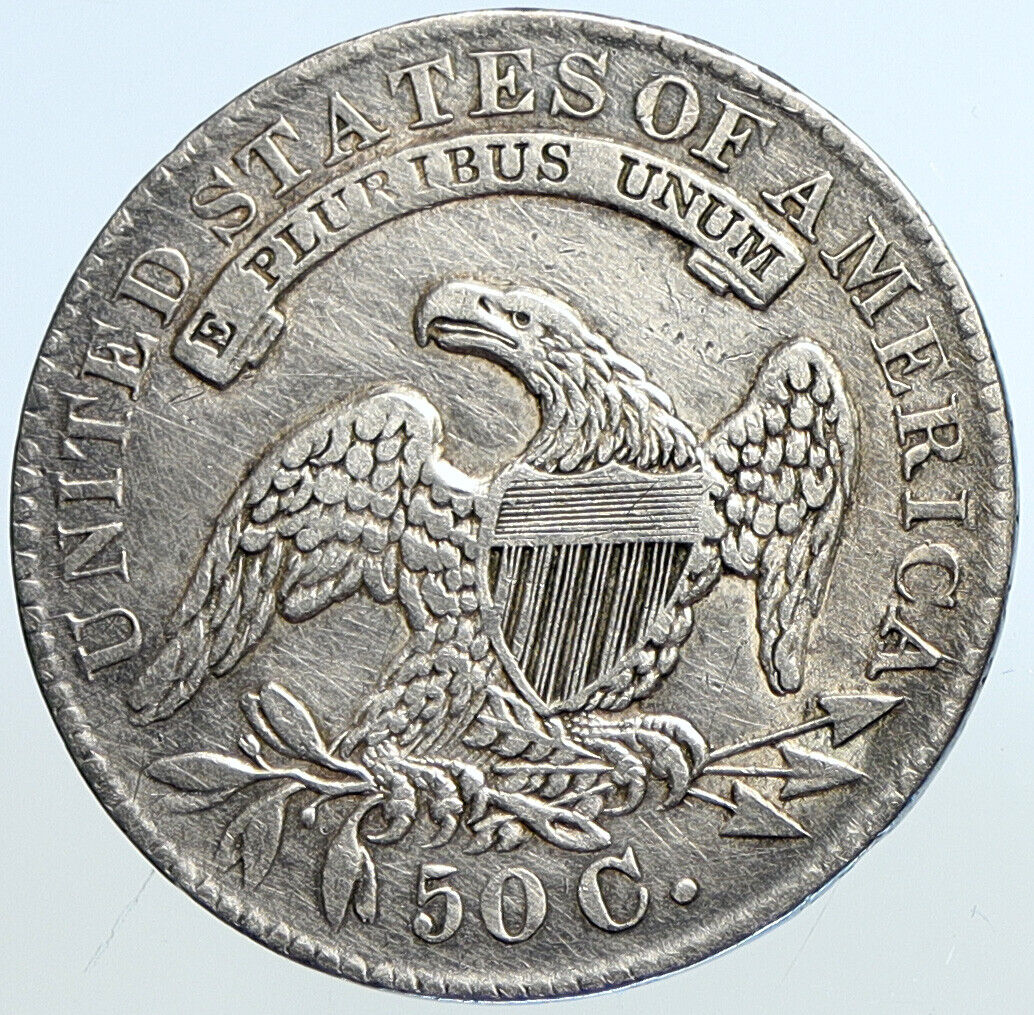 1834 P USA Eagle Liberty Antique VINTAGE OLD Silver 50c Half Dollar Coin i113280