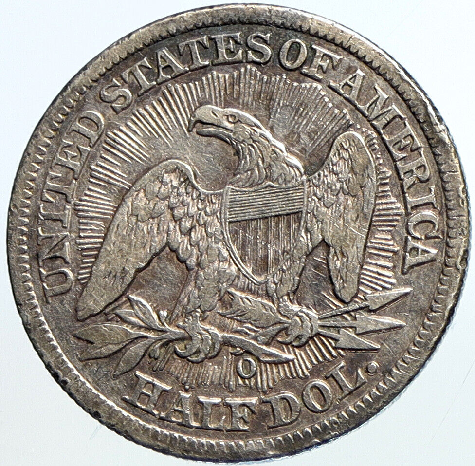 1853 O UNITED STATES US Silver SEATED LIBERTY Half Dollar Coin w RAYS i113284