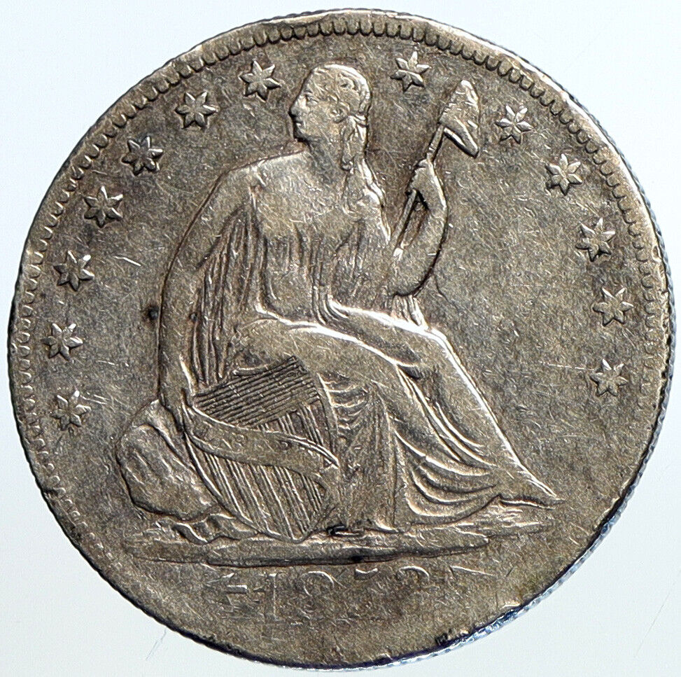 1853 O UNITED STATES US Silver SEATED LIBERTY Half Dollar Coin w RAYS i113284