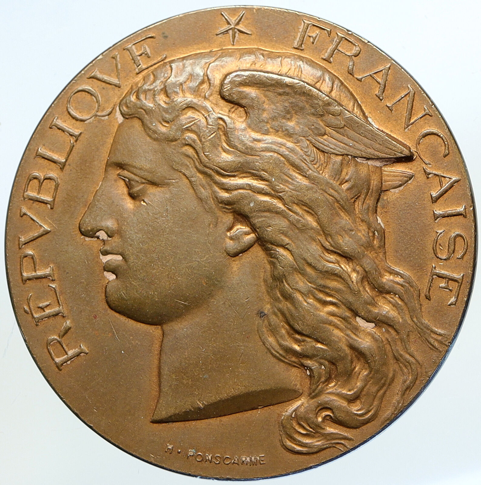 1897 FRANCE Agriculture BOURGES CONCOURS WINGED LIBERTY Mercury Medal i113322