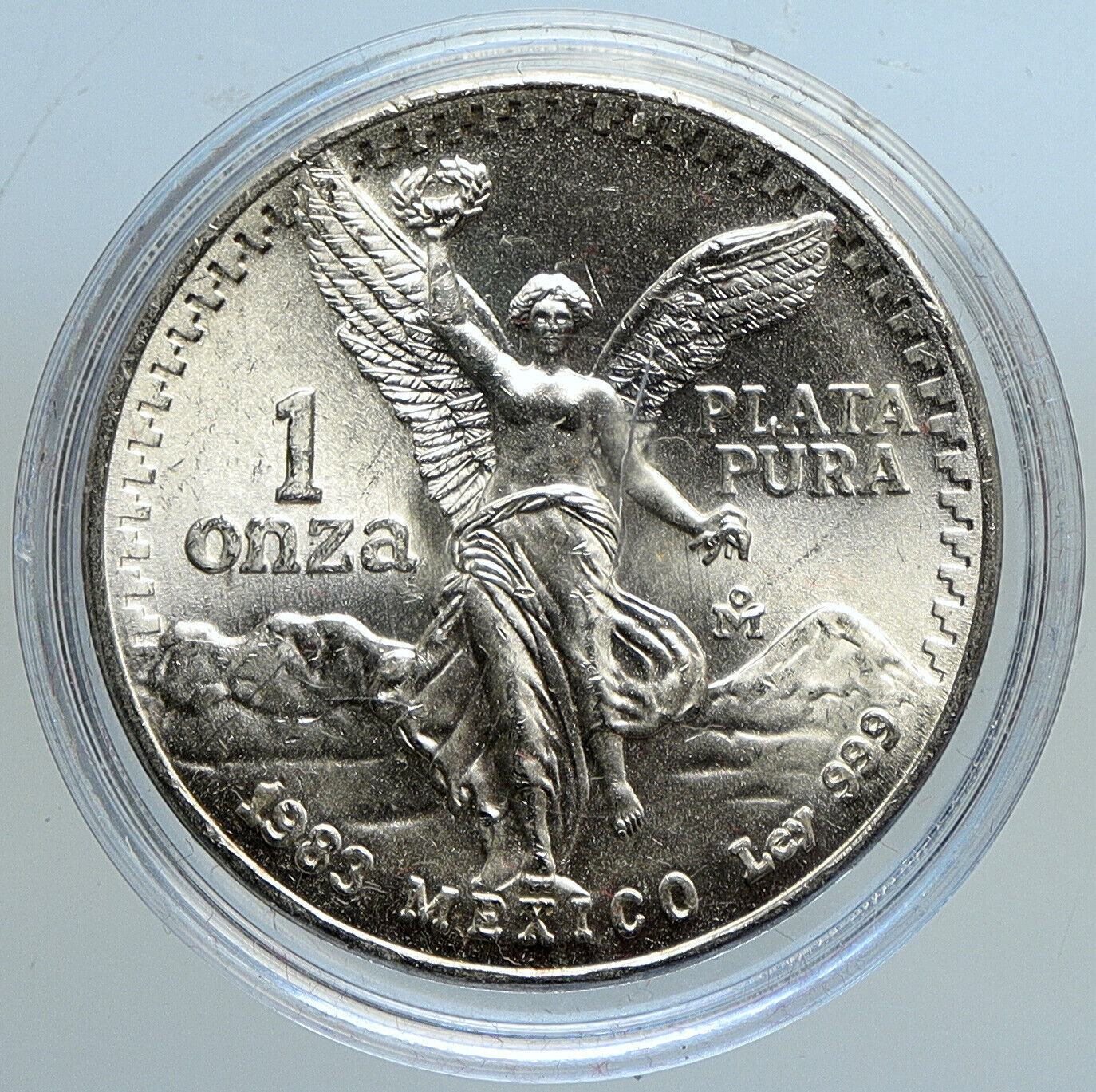 1983 MEXICO Large ONZA VICTORY EAGLE Troy OLD Silver Ounce Mexican Coin i113316