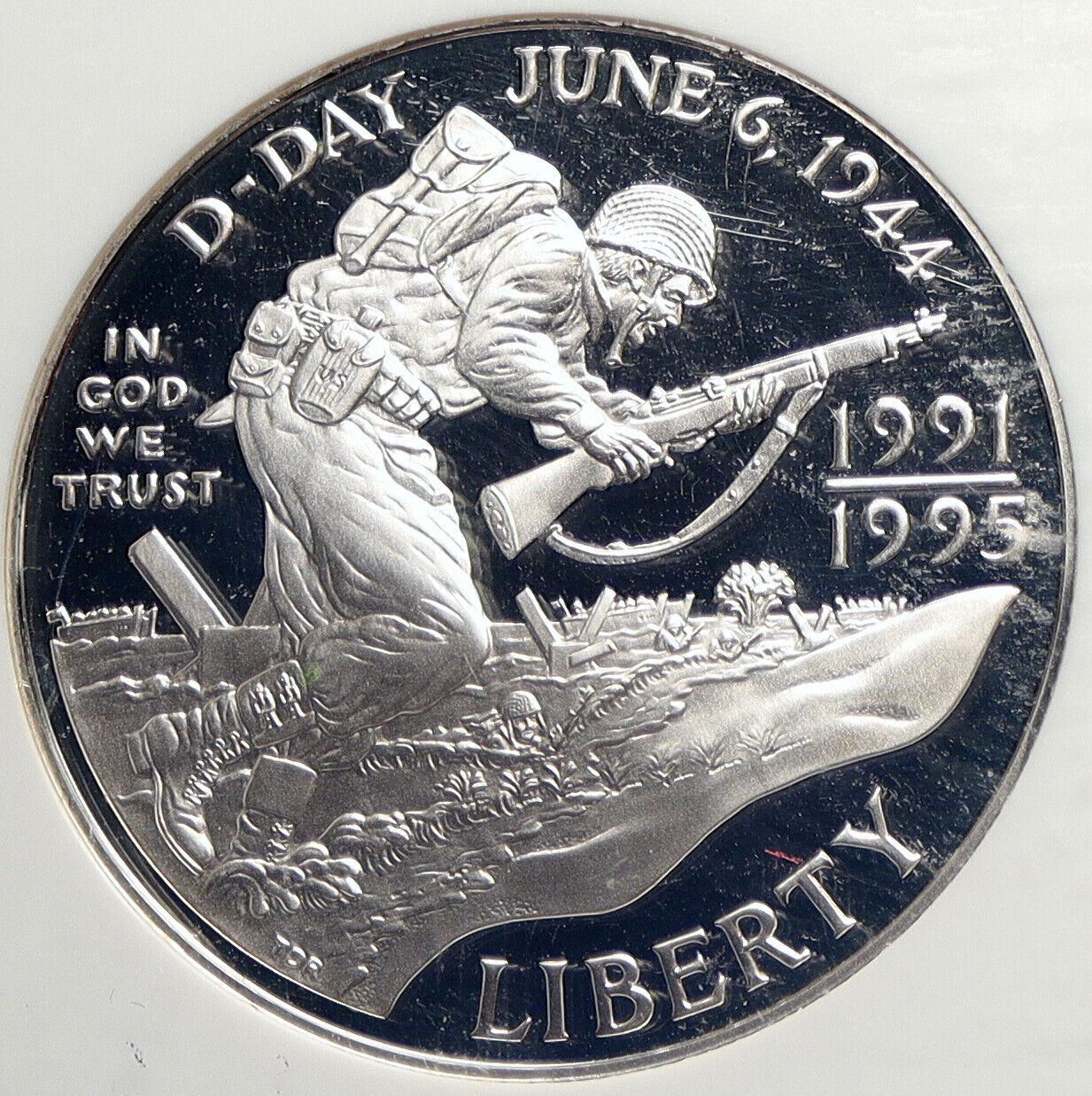 1993 W UNITED STATES US D-Day WWII Normandy Proof SILVER Dollar Coin NGC i113289