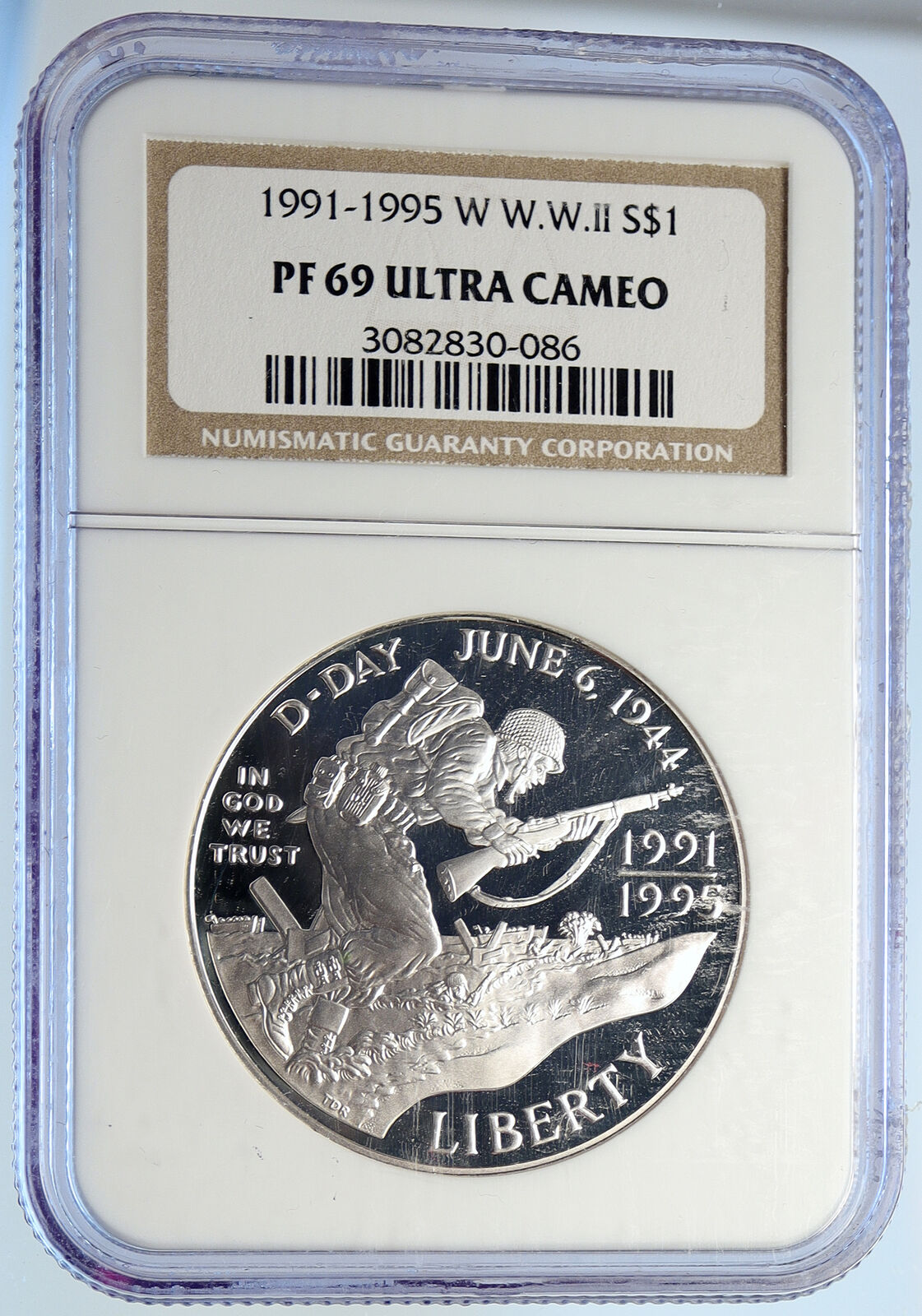 1993 W UNITED STATES US D-Day WWII Normandy Proof SILVER Dollar Coin NGC i113289