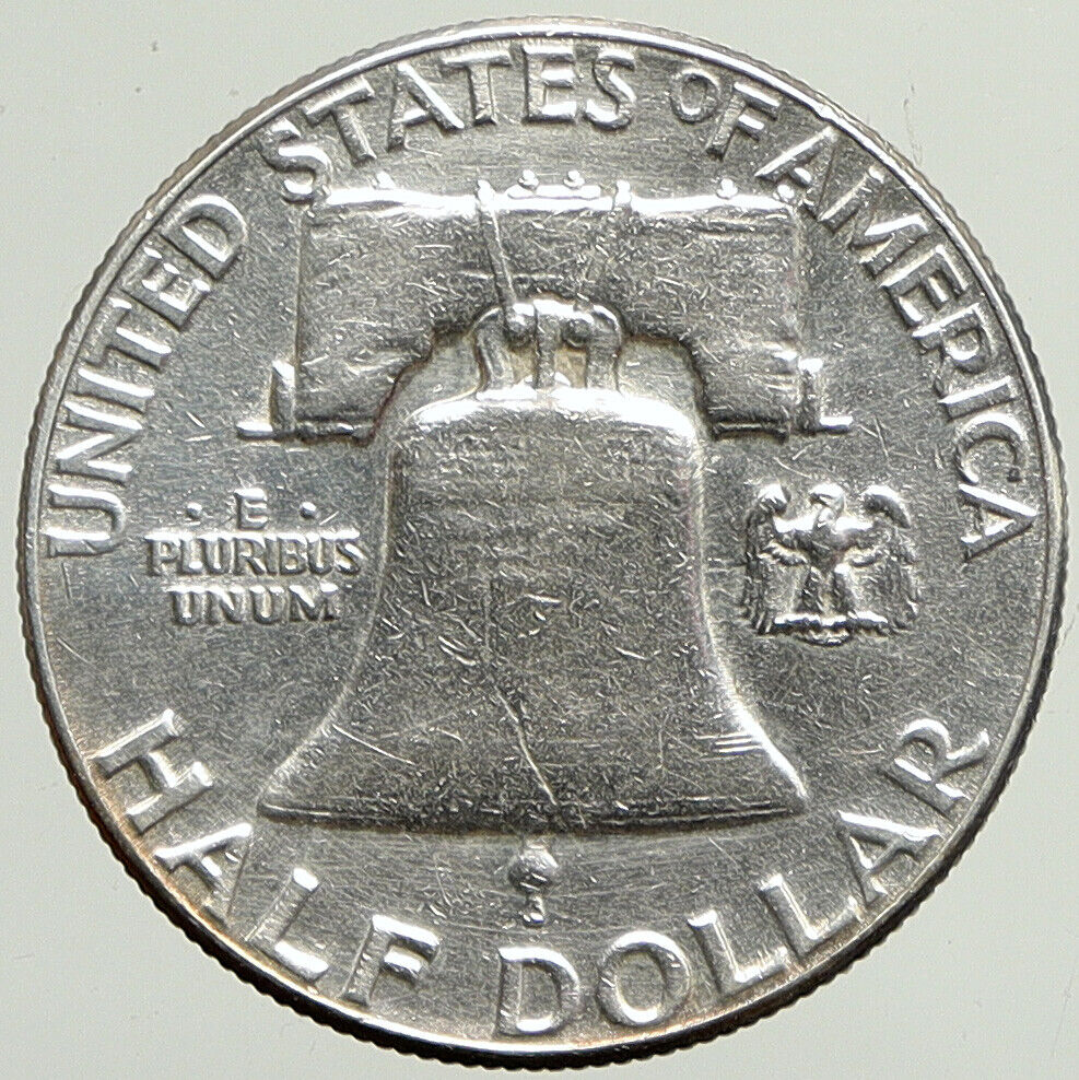 1957 P US Benjamin Franklin VINTAGE Silver Half Dollar Coin LIBERTY BELL i113360