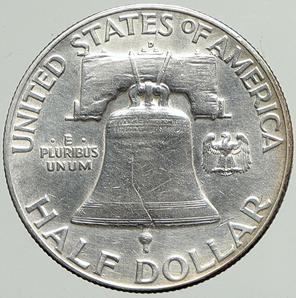 1949 D US Benjamin Franklin LIBERTY BELL Vintage Silver Half Dollar Coin i113342