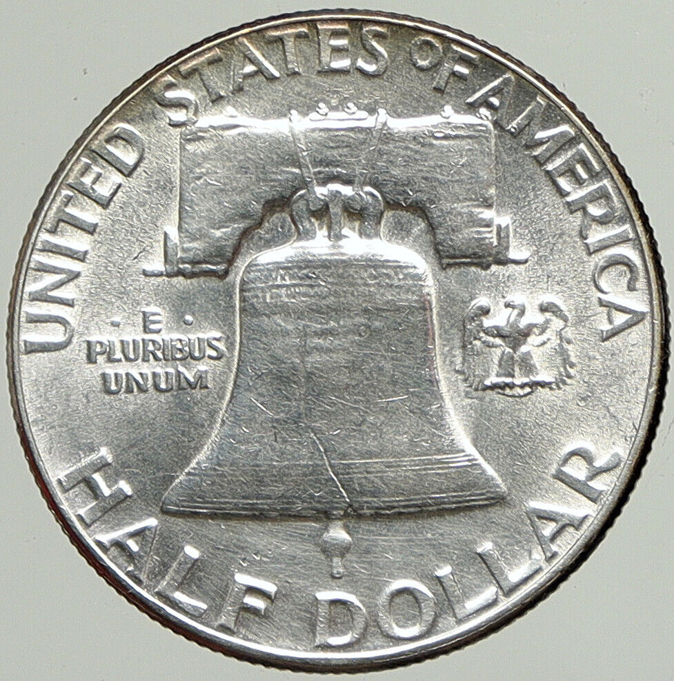 1955 P US Benjamin Franklin VINTAGE Silver Half Dollar Coin LIBERTY BELL i113358