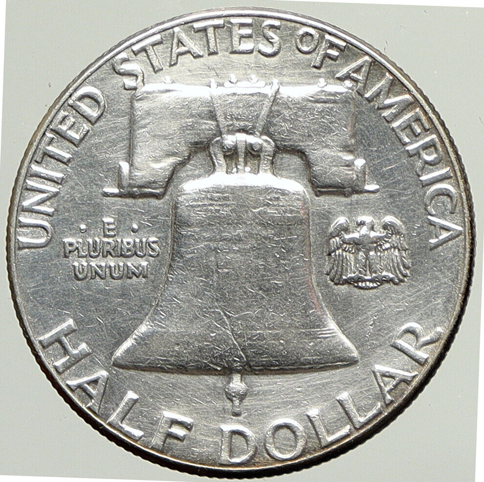 1958 P US Benjamin Franklin VINTAGE Silver Half Dollar Coin LIBERTY BELL i113362