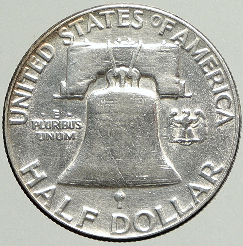 1956 P US Benjamin Franklin VINTAGE Silver Half Dollar Coin LIBERTY BELL i113359