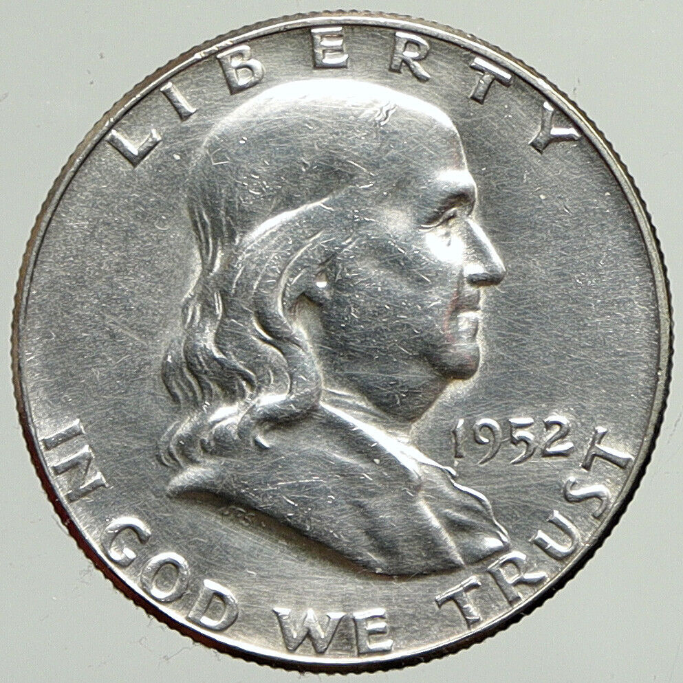 1952 P US Benjamin Franklin VINTAGE Silver Half Dollar Coin LIBERTY BELL i113349