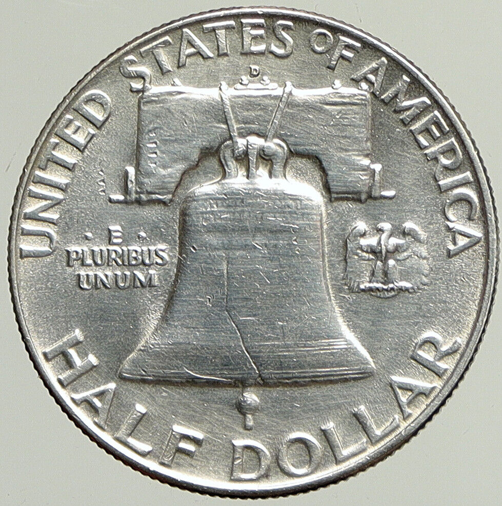 1960 D US Benjamin Franklin LIBERTY BELL Vintage Silver Half Dollar Coin i113367