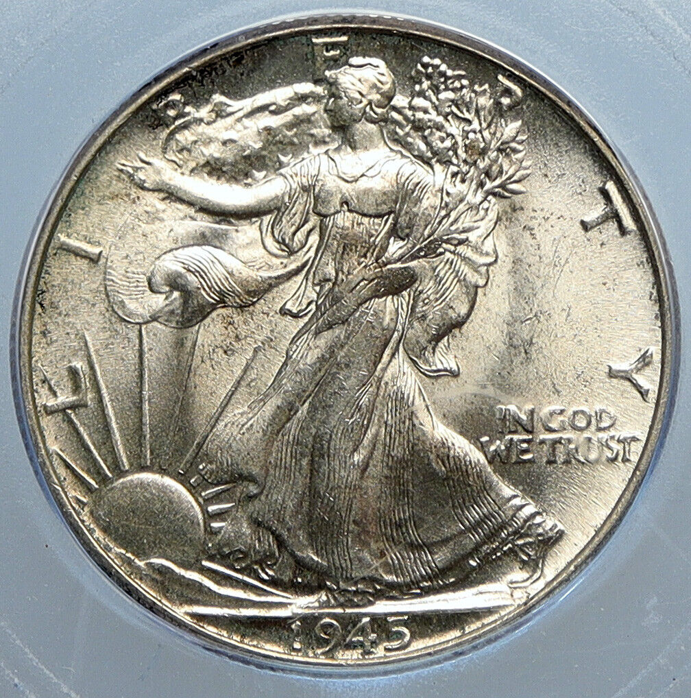 1945P UNITED STATES US Silver WALKING LIBERTY Half Dollar Coin EAGLE ICG i113297