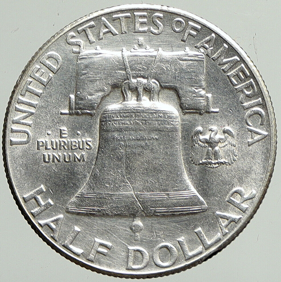 1949S USA Benjamin Franklin LIBERTY BELL Vintage Silver Half Dollar Coin i113343