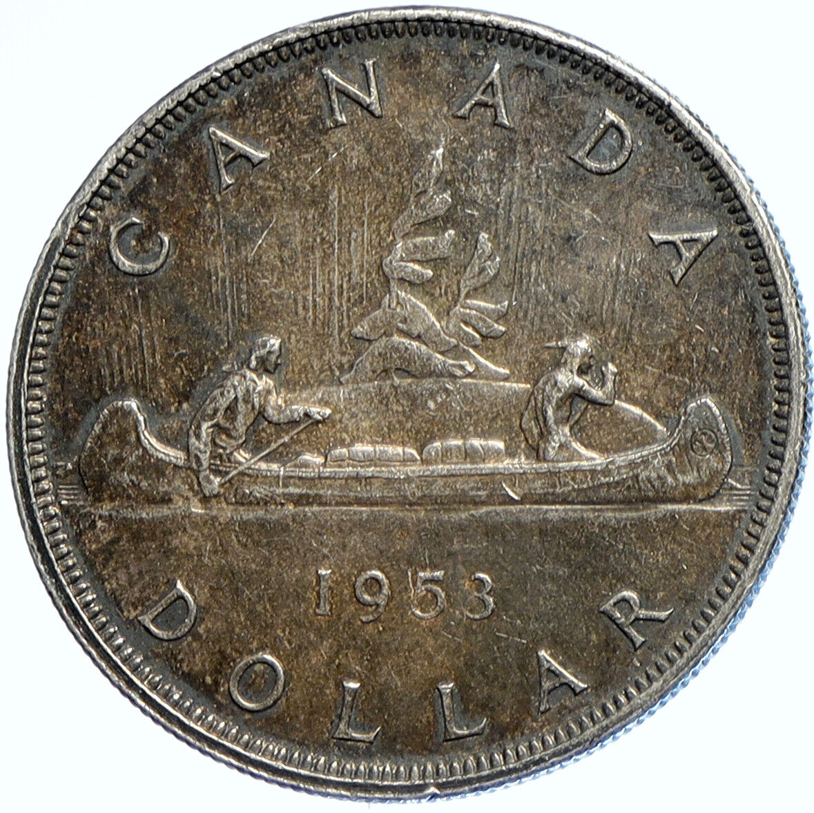 1953 CANADA w/ UK QUEEN ELIZABETH II Voyagers VINTAGE Silver Dollar Coin i113387