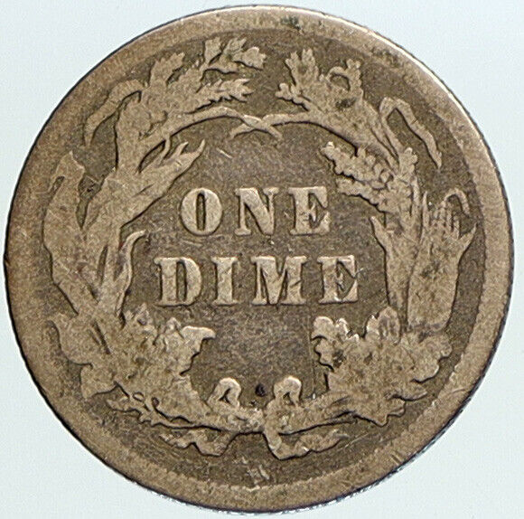 1888 UNITED STATES US Silver SEATED LIBERTY Vintage Antique Dime Coin i113328