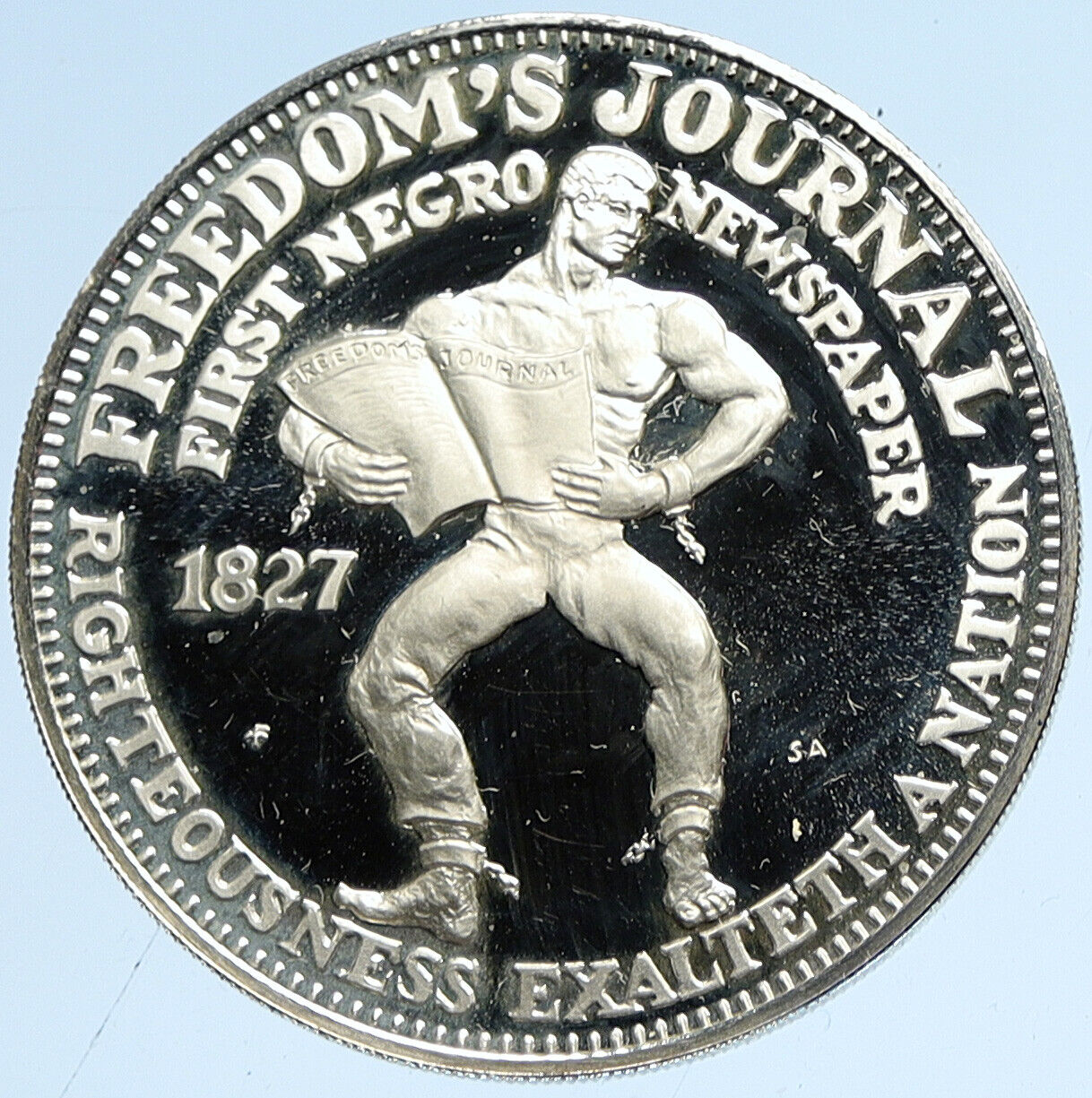 1969 US USA Franklin Mint Abolitionist JOHN RUSSWORM Proof Silver Medal i113014